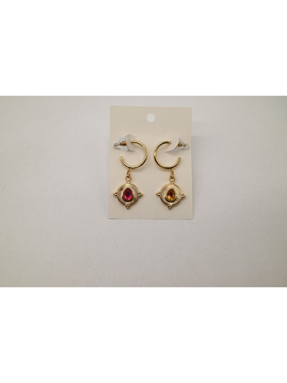 NWT Dylan Jewelry Gold Tone Dangle Earrings Hoop Sparkle Crystal Statement